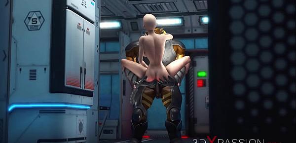  Alien sex at the Mars base camp! A hot horny woman gets the anal fucking